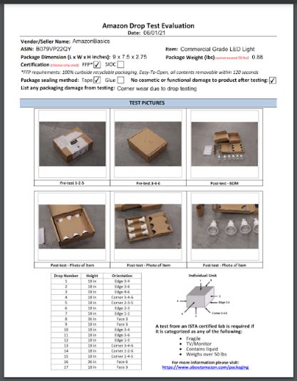 ece drop test guidelins|Amazon Drop Test Evaluation.